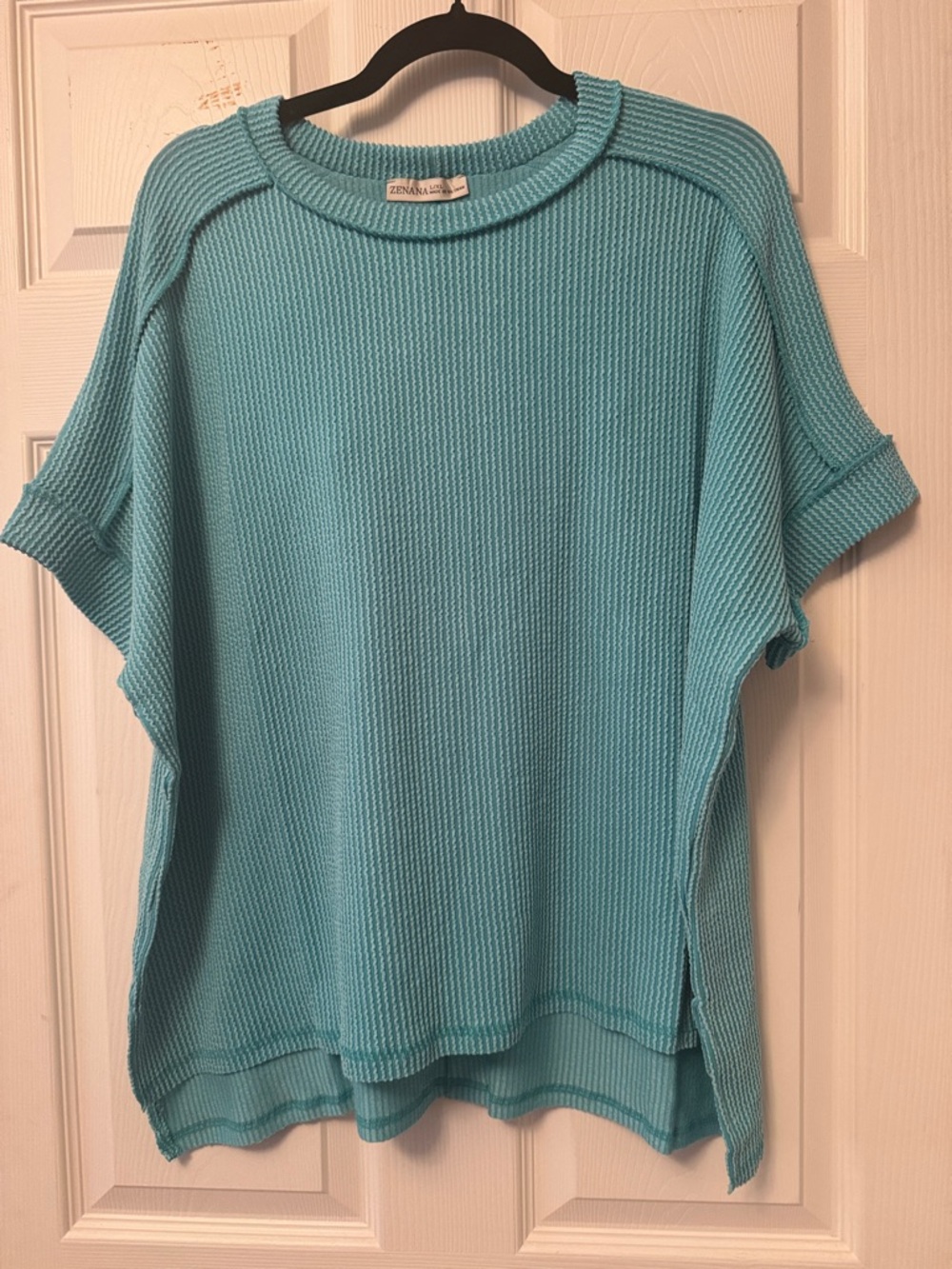 Zenana Outfitters Oversized Ribbed Top in Mint Green - Picture 2 of 6